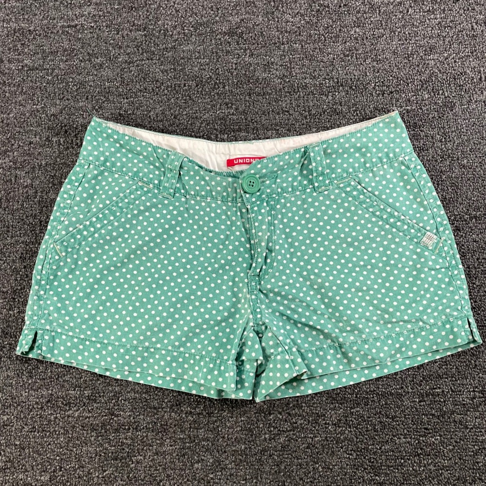 Unionbay Polka Dot Shorts Girls Micro 12 Reg Green White Mid Rise Cotton
